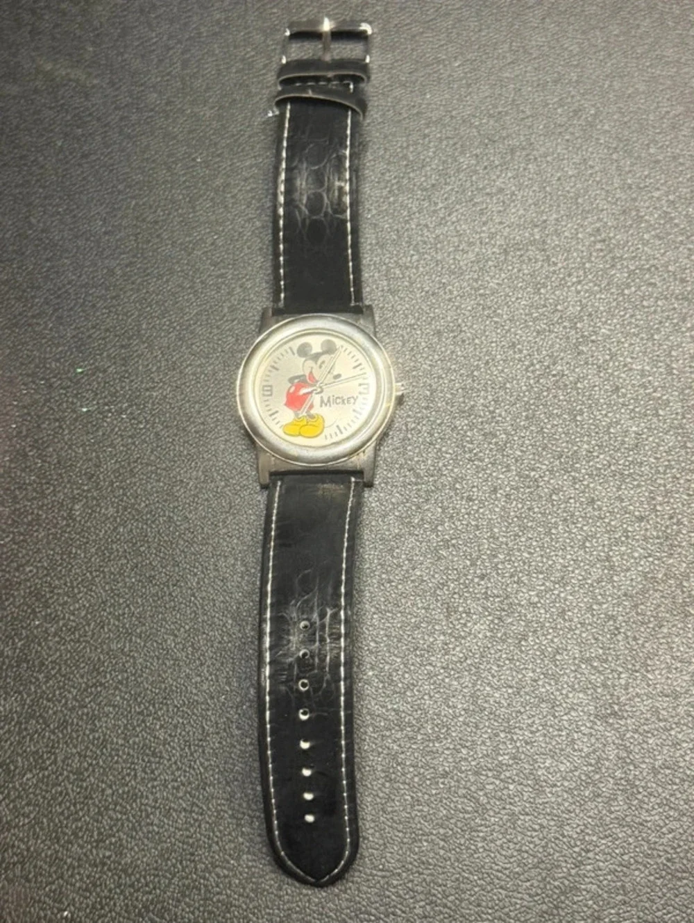 Disney Mickey Mouse Classic MCK611 Watch Black Leather Strap w/ Tin Case